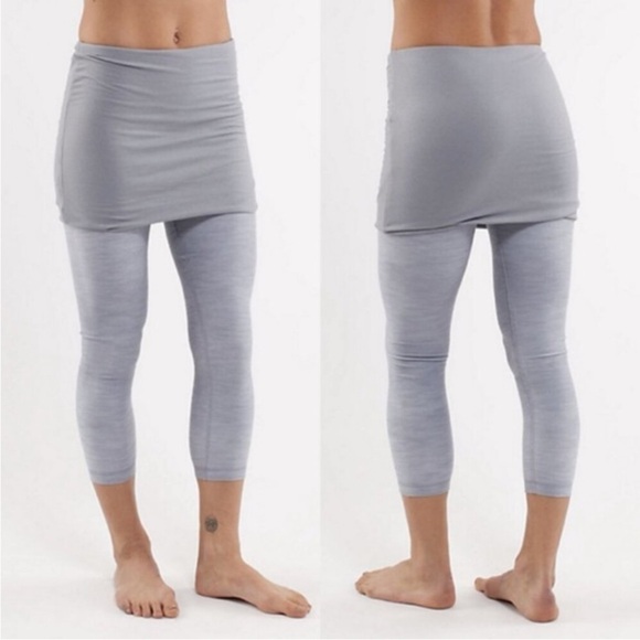Lululemon Yin To You Crop Tights Skirt Fossil Gray Size 6 - Picture 1 of 9